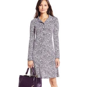 DVF Anna Silk Jersey Shirt Dress in Rose Heart Black, Size 0